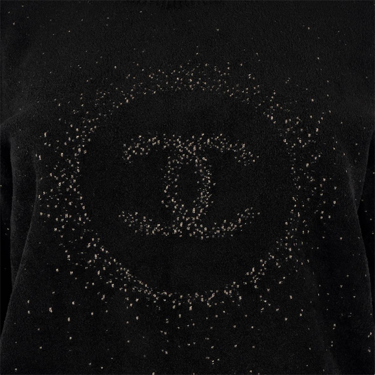 CHANEL black cupronickel 2017 17B CC LUREX Crewneck Sweater L 4