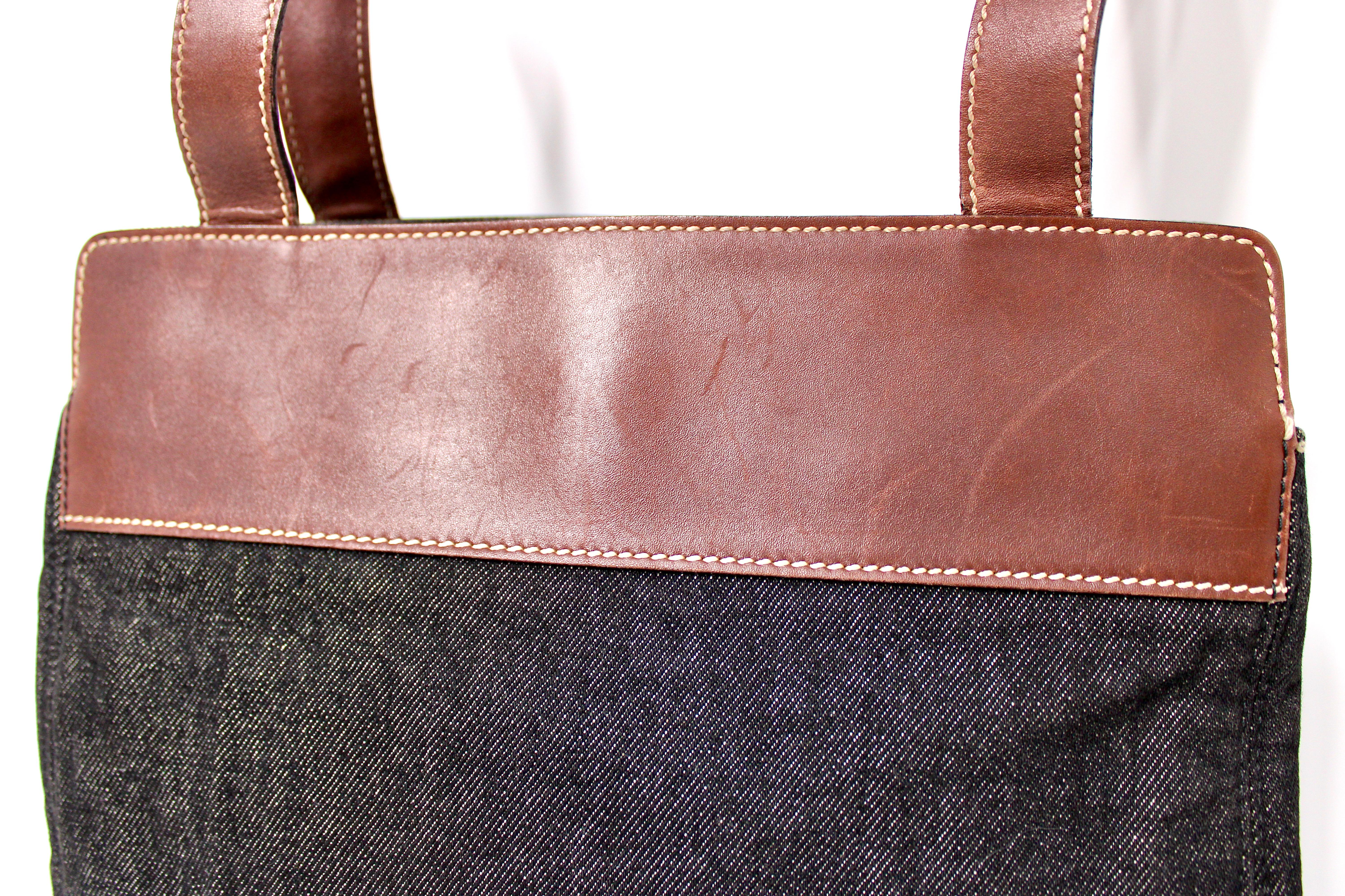 Chanel Black Denim Coco Mark Tote Bag circa Y2K In Good Condition For Sale In Scottsdale, AZ