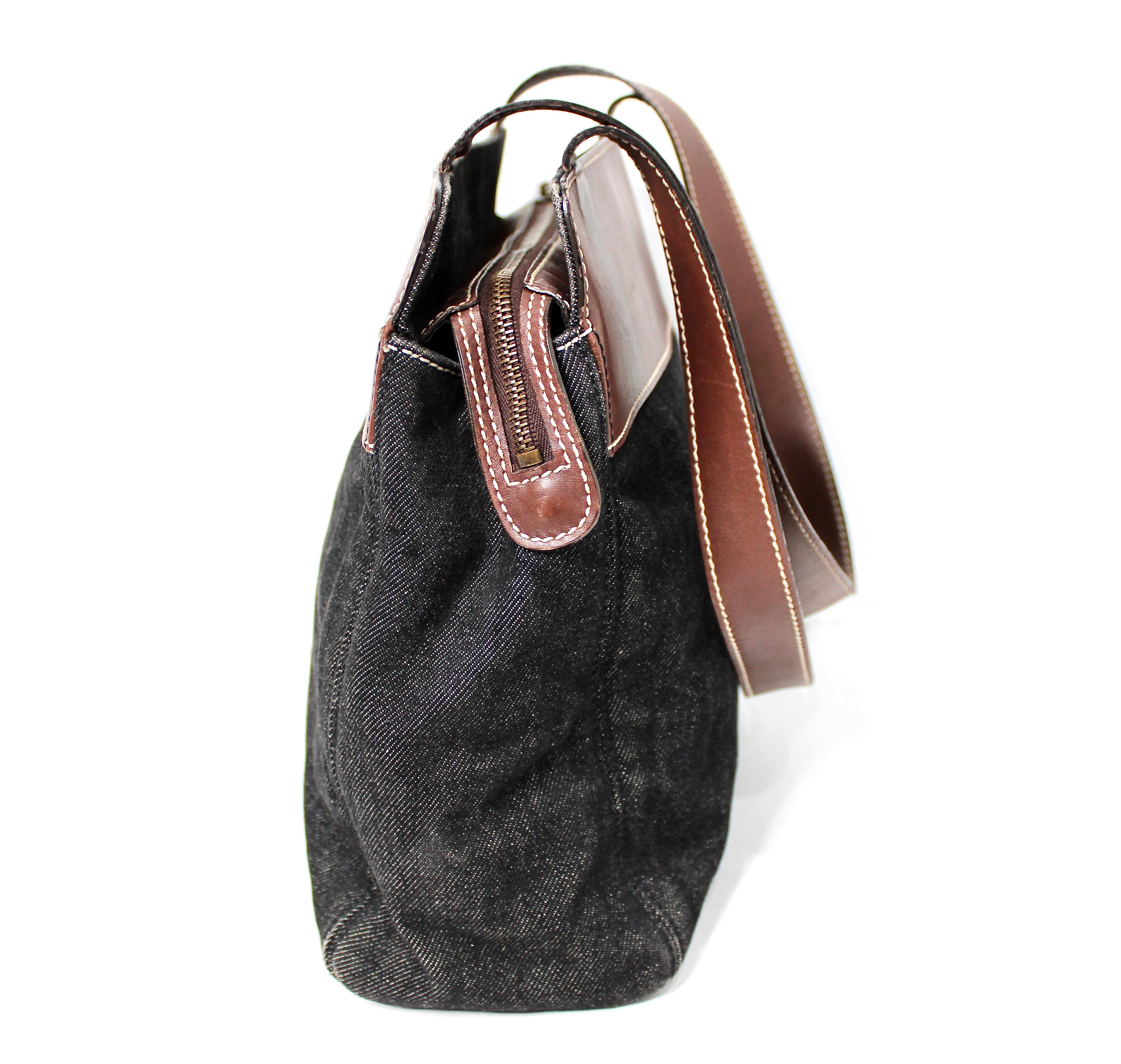 Women's Chanel Black Denim Coco Mark Tote Bag circa Y2K For Sale