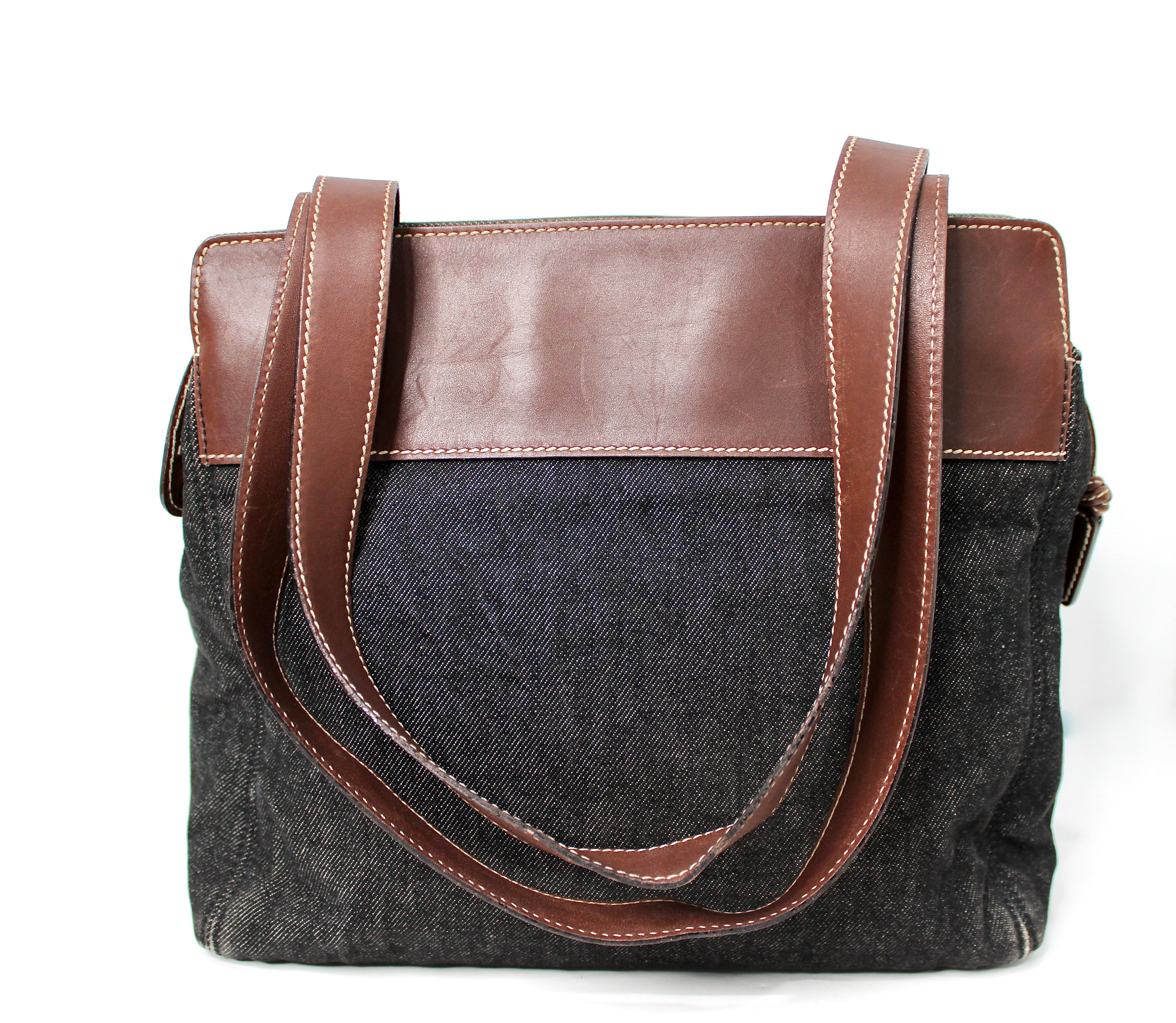 Chanel Black Denim Coco Mark Tote Bag circa Y2K For Sale 1