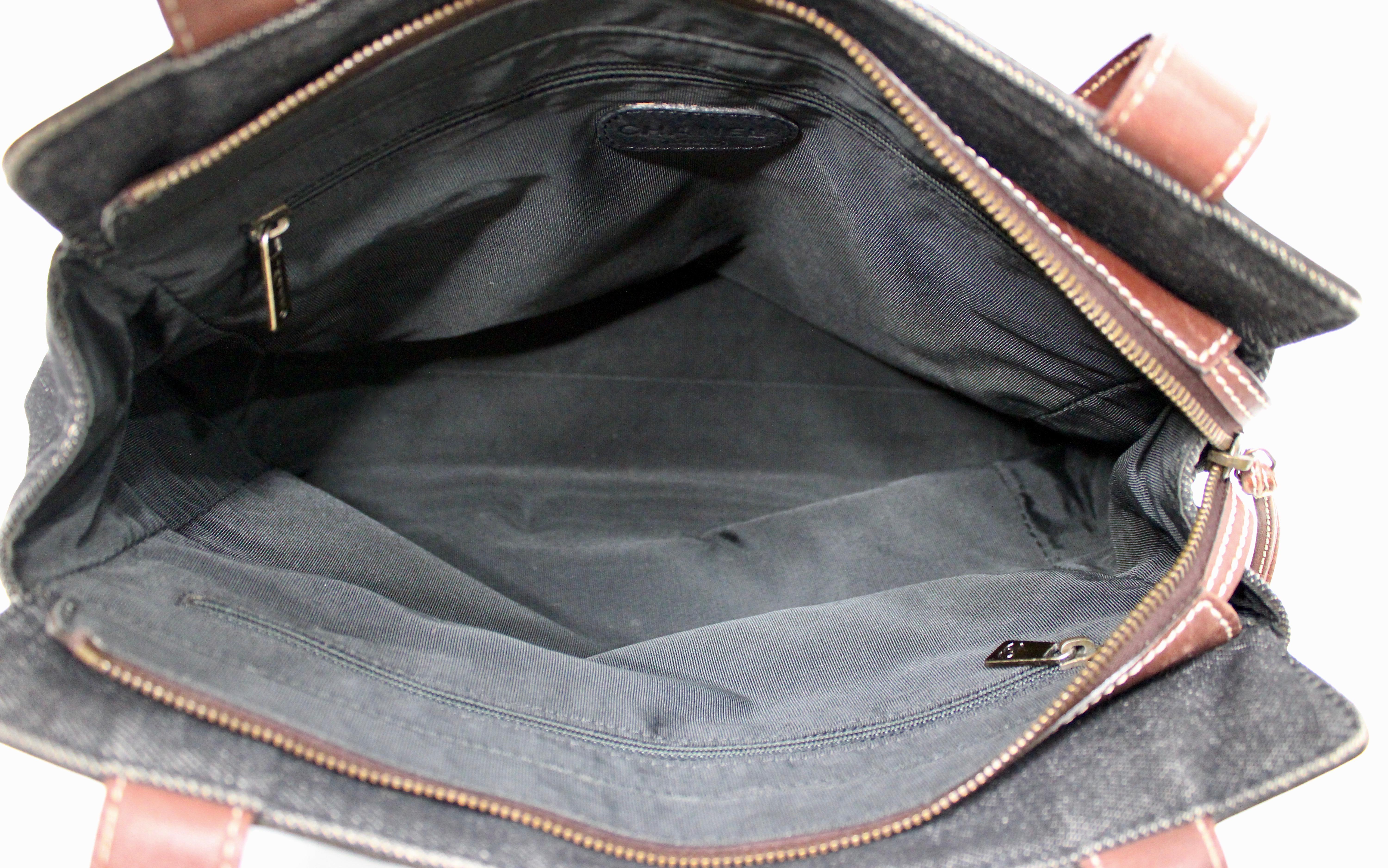 Chanel Black Denim Coco Mark Tote Bag circa Y2K For Sale 5