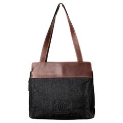 Chanel Black Denim Coco Mark Tote Bag circa Y2K Chanel Black Denim Coco Mark Tote Bag circa Y2K