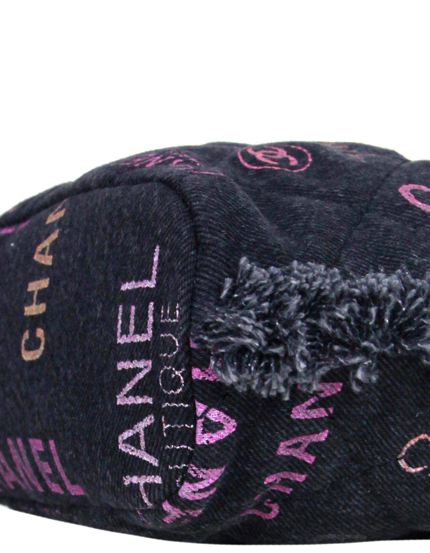 Chanel Black Denim Logo Quilted Mood Mini Bucket Crossbody Bag 1