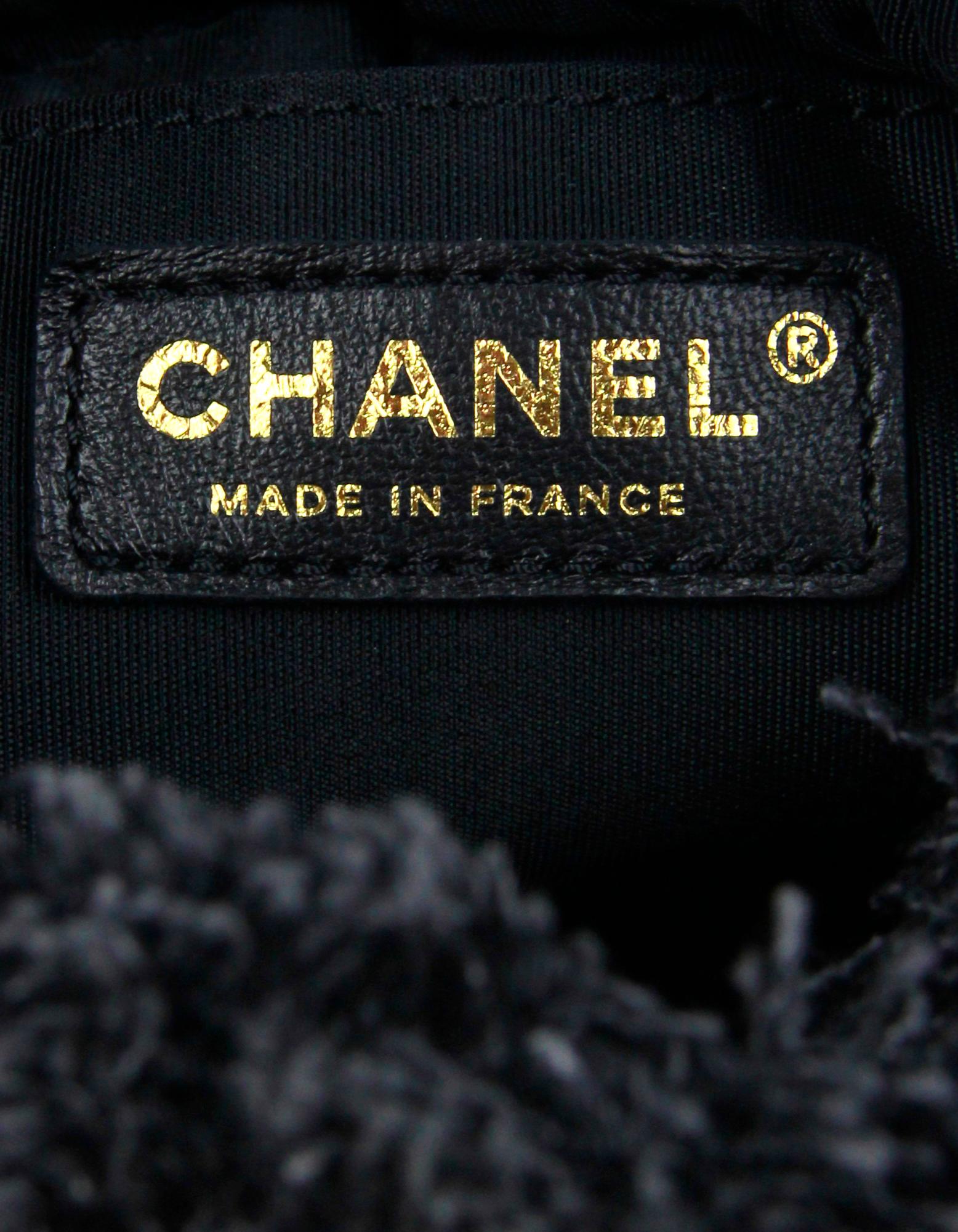 Chanel Black Denim Logo Quilted Mood Mini Bucket Crossbody Bag 3