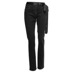 Chanel Schwarze Denim-Jeans mit seitlichem Krawattenband, L-Taille 33"