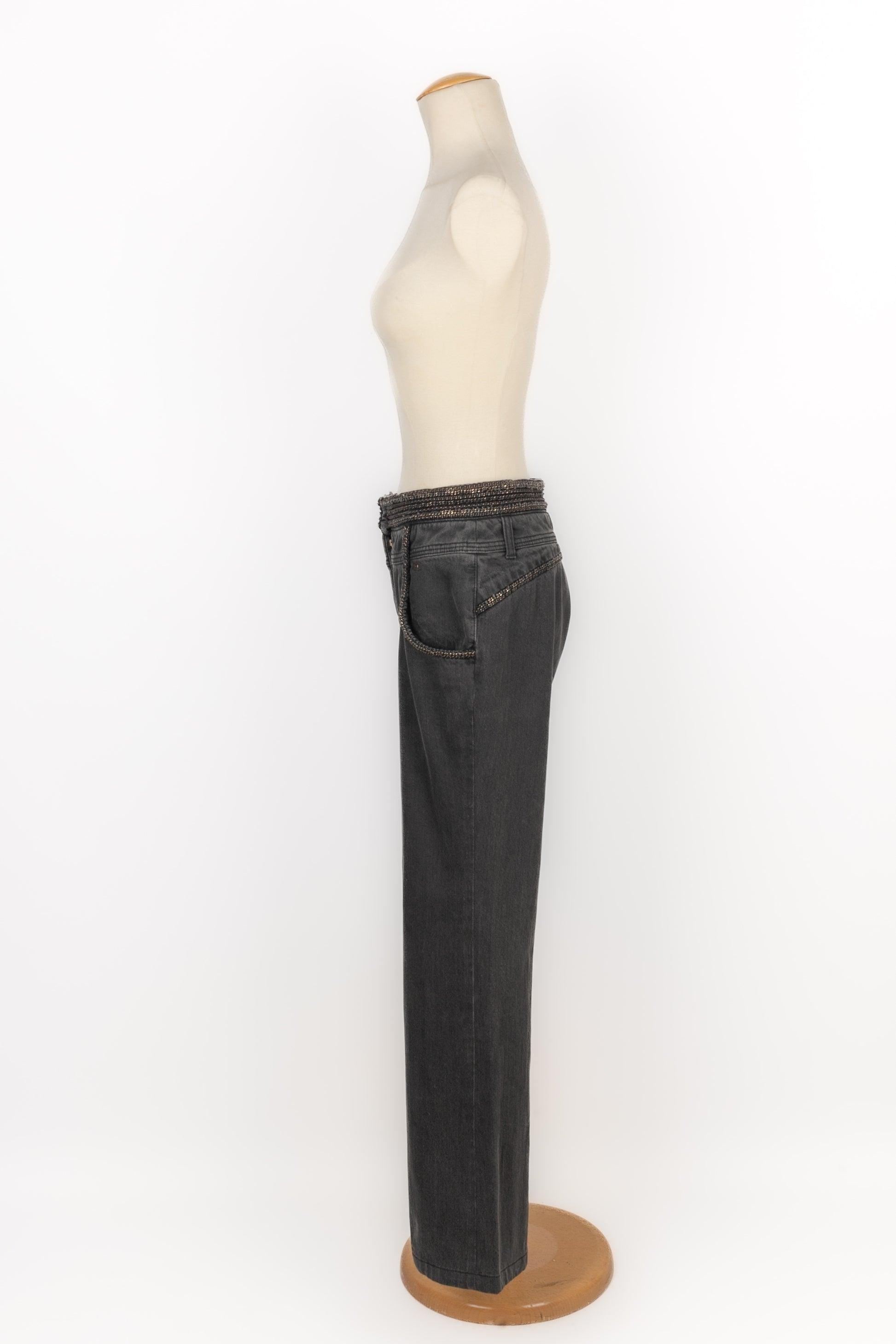 Pantalon en denim noir Chanel Croisière, 2008 Excellent état - En vente à SAINT-OUEN-SUR-SEINE, FR