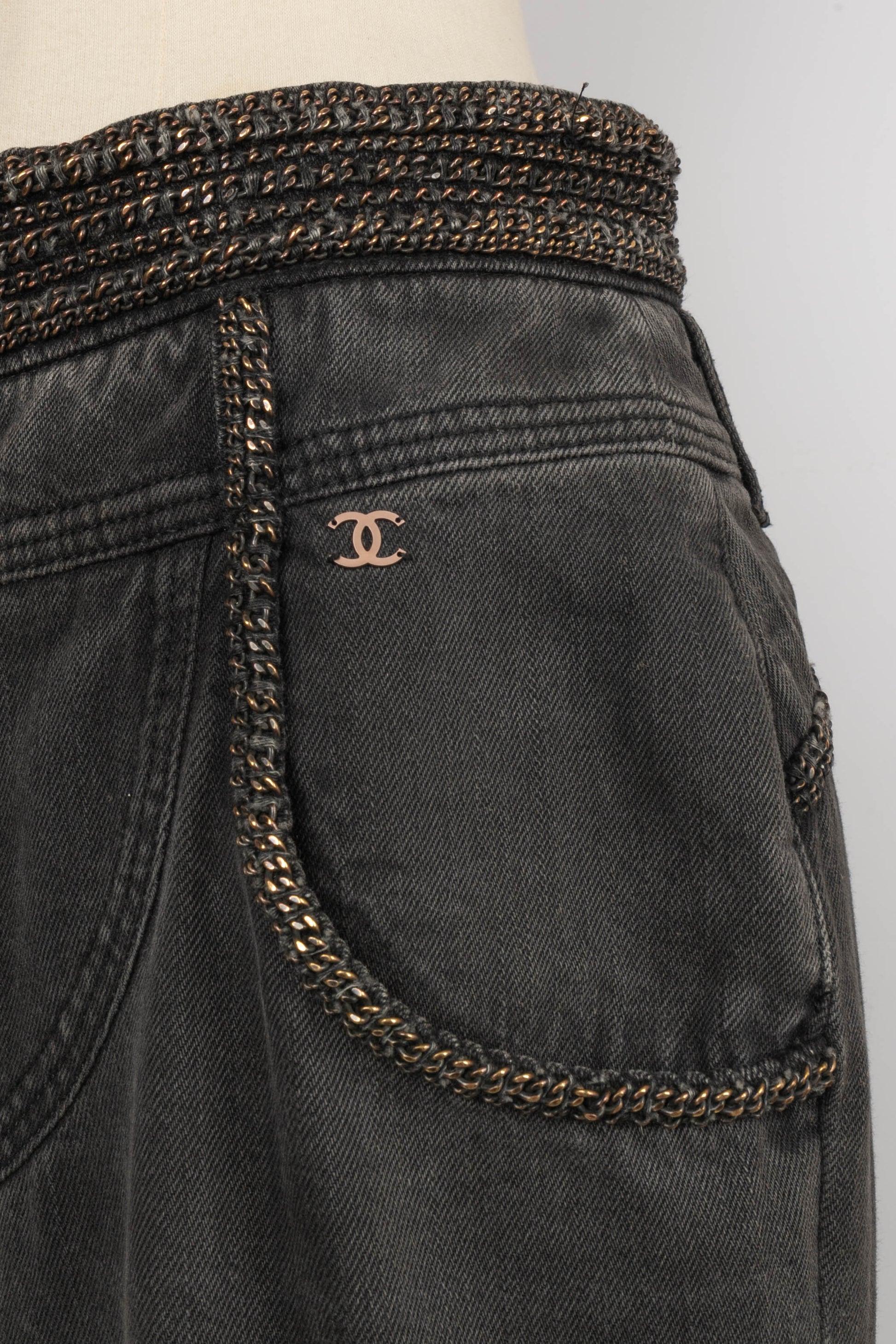Pantalon en denim noir Chanel Croisière, 2008 Pour femmes en vente