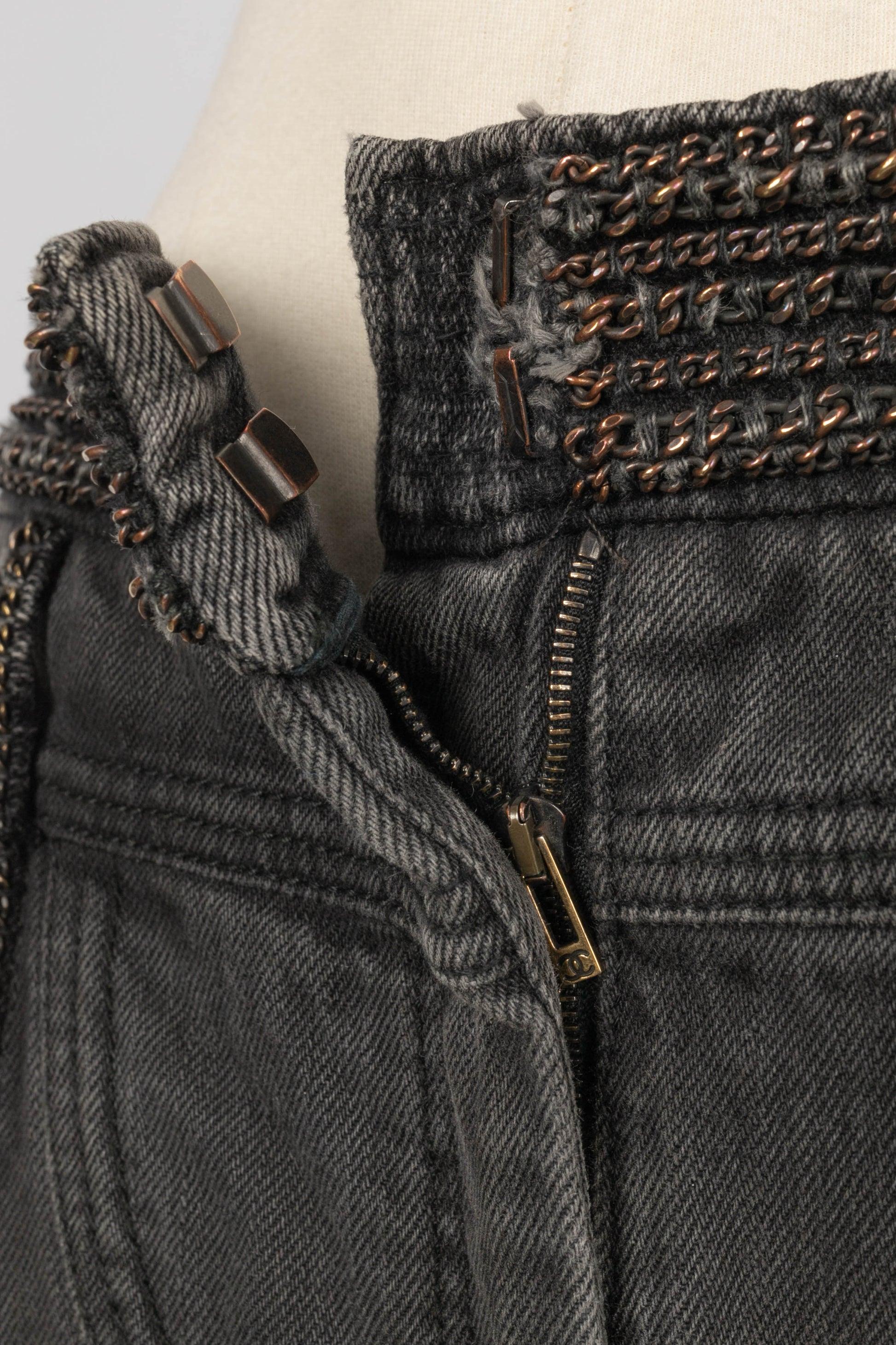Pantalon en denim noir Chanel Croisière, 2008 en vente 2