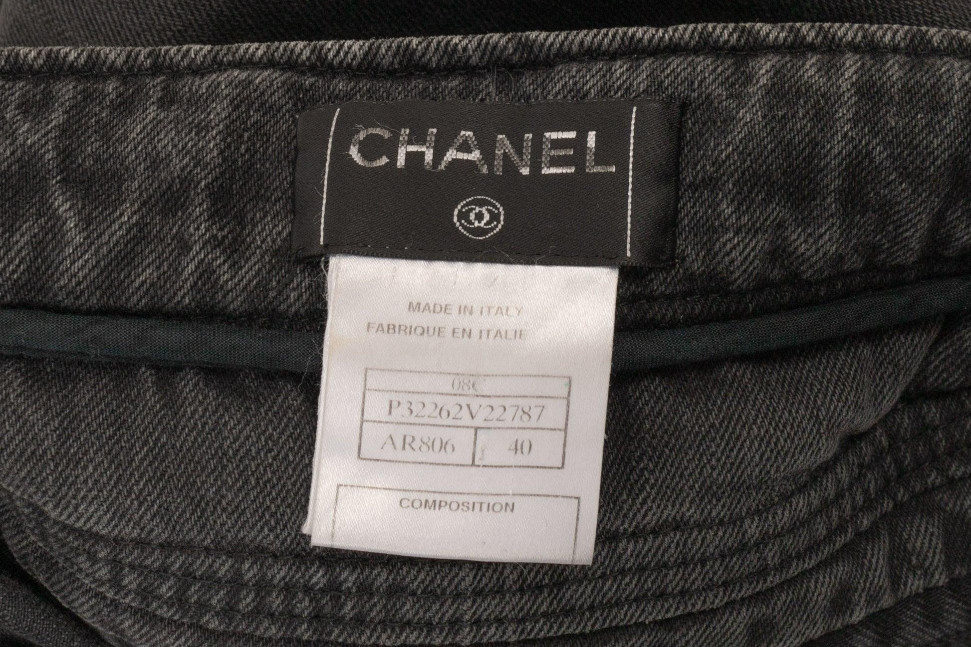 Pantalon en denim noir Chanel Croisière, 2008 en vente 4