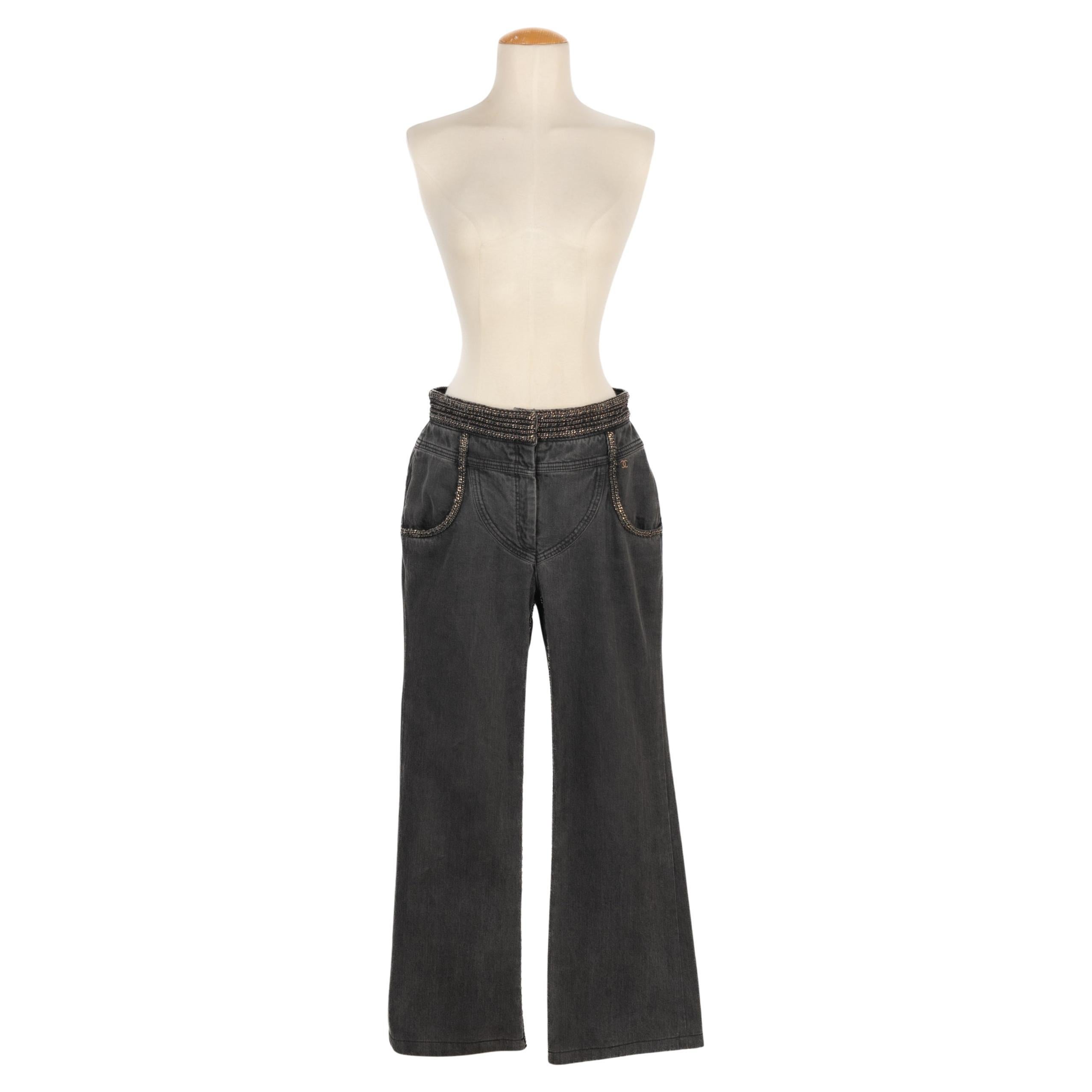 Pantalon en denim noir Chanel Croisière, 2008