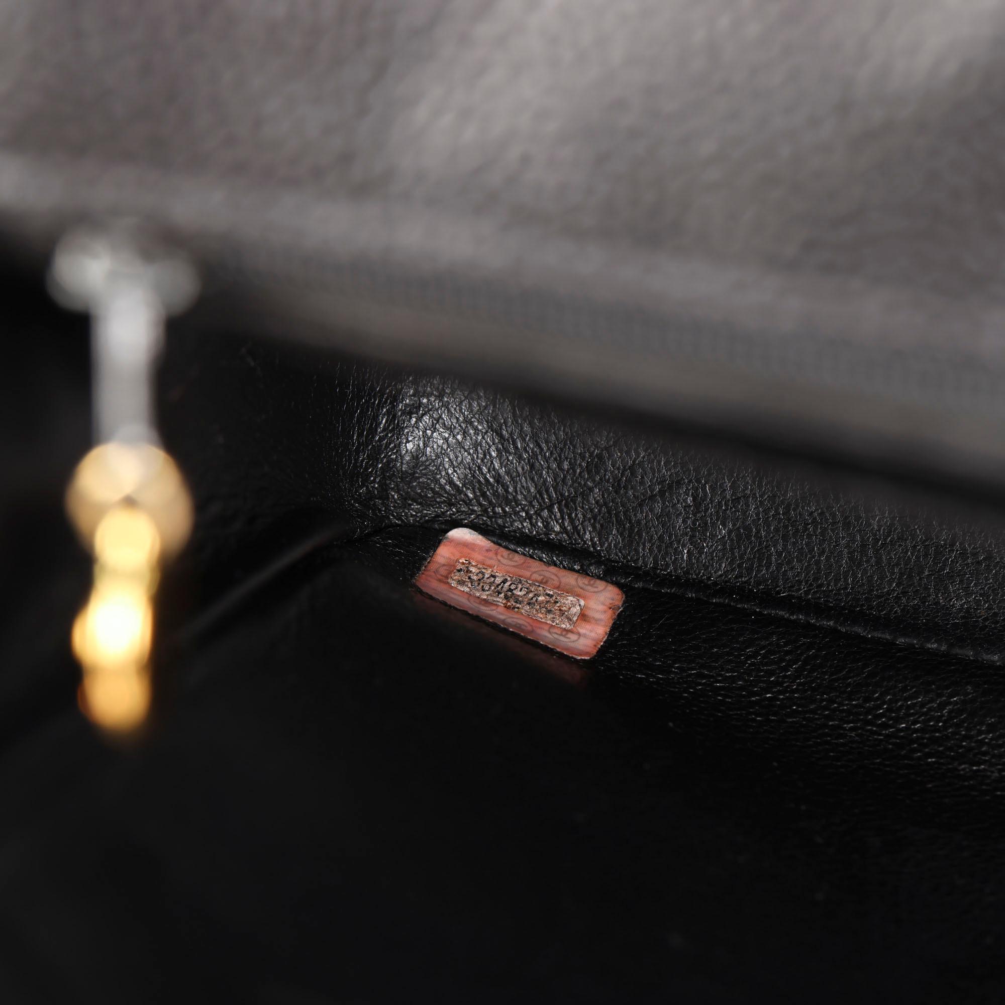 CHANEL Black Diagonal Quilted Caviar Leather Vintage Jumbo Leather Logo Classic 5
