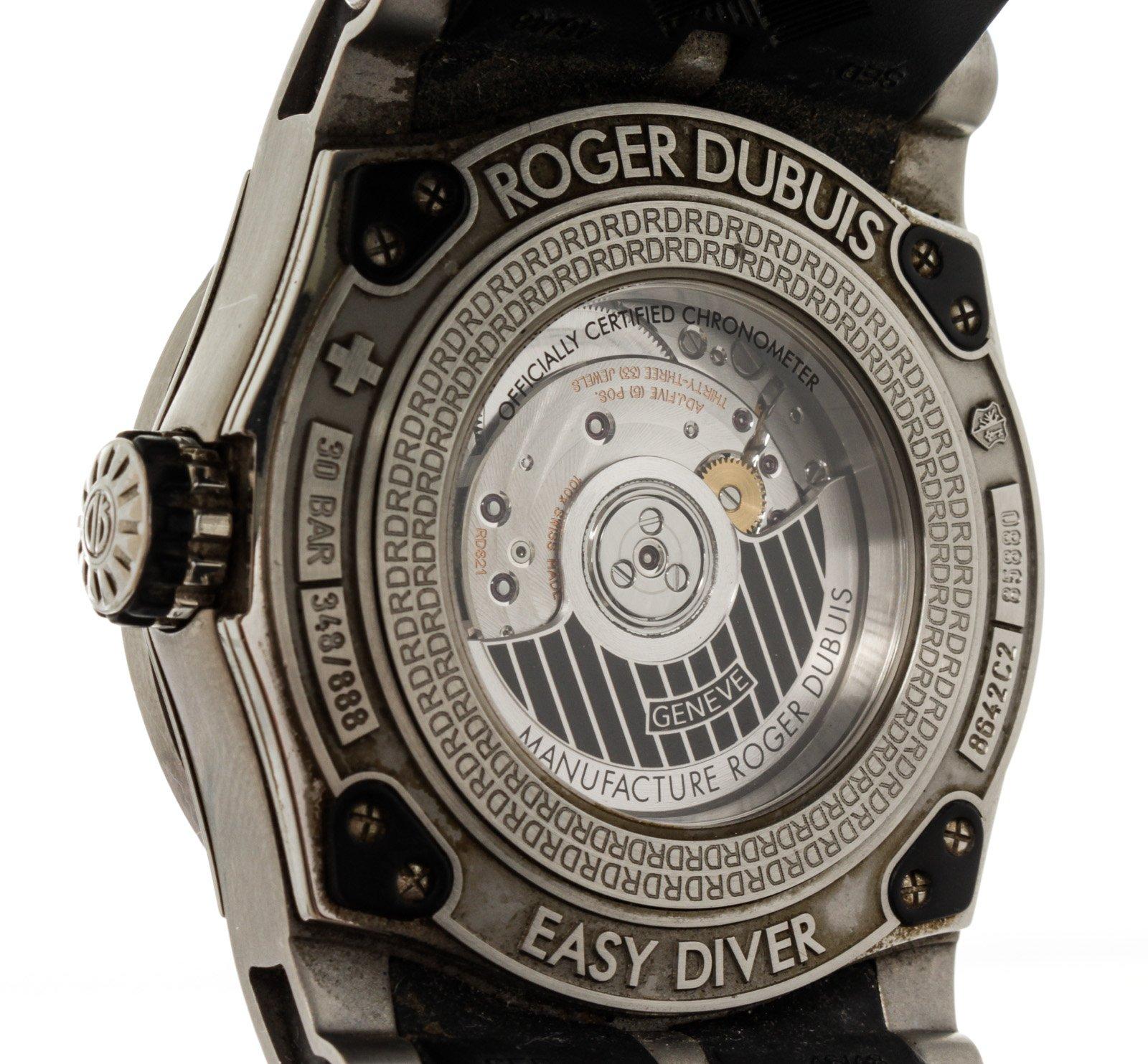 Women's or Men's Roger Dubuis Black Leather Easy Diver Watch