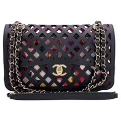 Chanel Black Diamond Cutout Medium Flap Bag GHW 66710
