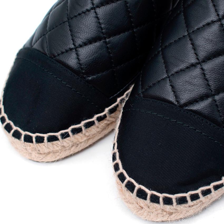 Chanel Black Diamond-Quilted Lambskin Suede Toe Cap Espadrilles For Sale 2