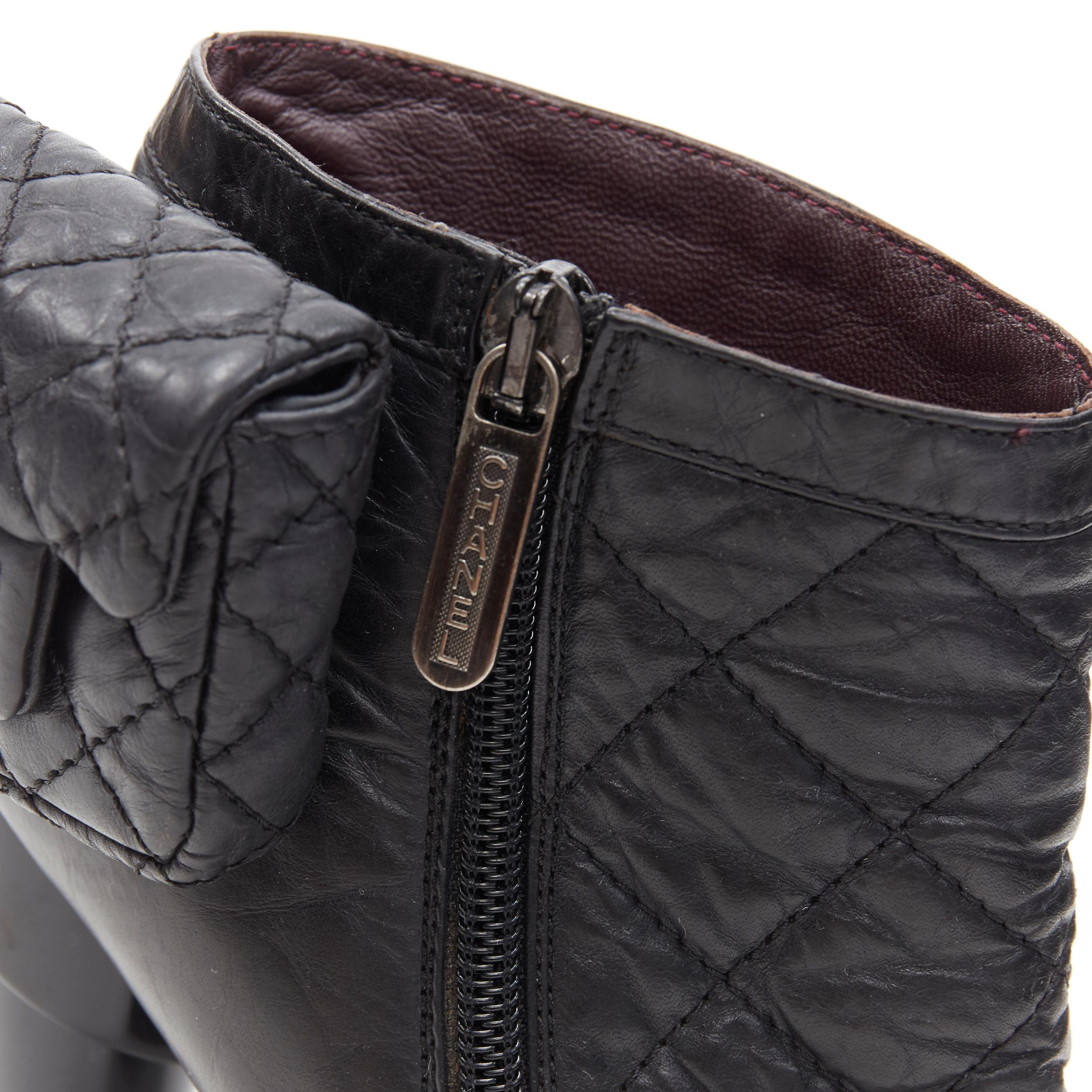 Chanel nero diamante trapuntato in pelle micro reissue borsa bootie EU37.5 3
