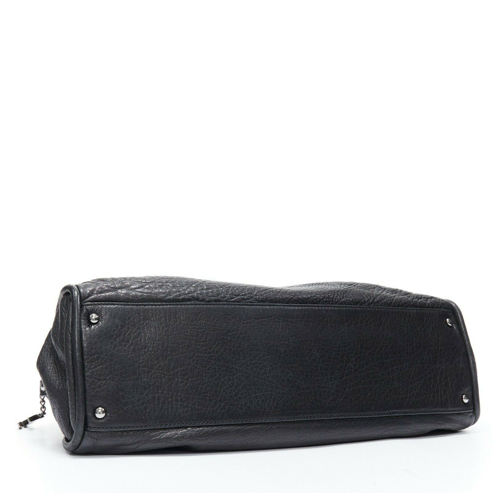 Black CHANEL black diamond quilted pebbled leather 2.55 braid strap shoulder bag