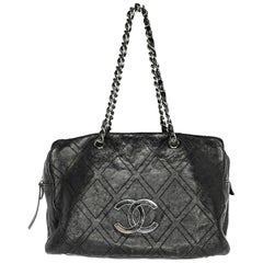 Chanel Black Diamond Stitch Large Shopper Tote