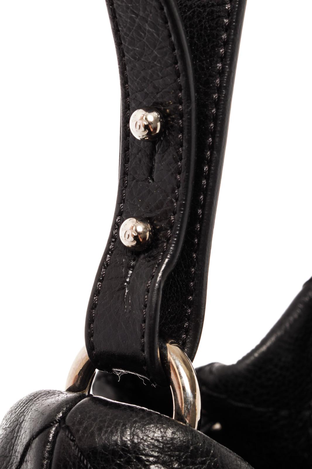 Chanel Black Diamond Stitch Leather Bucket Bag 2