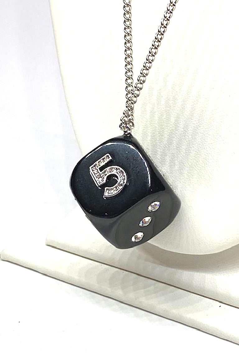 Chanel Black Dice Pendant Necklace, 2018 Autumn Collection at 1stDibs