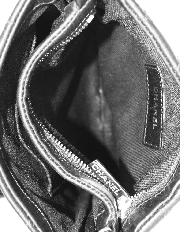CHANEL CC MATELASSE Fringe Chain Shoulder Bag Leather Black