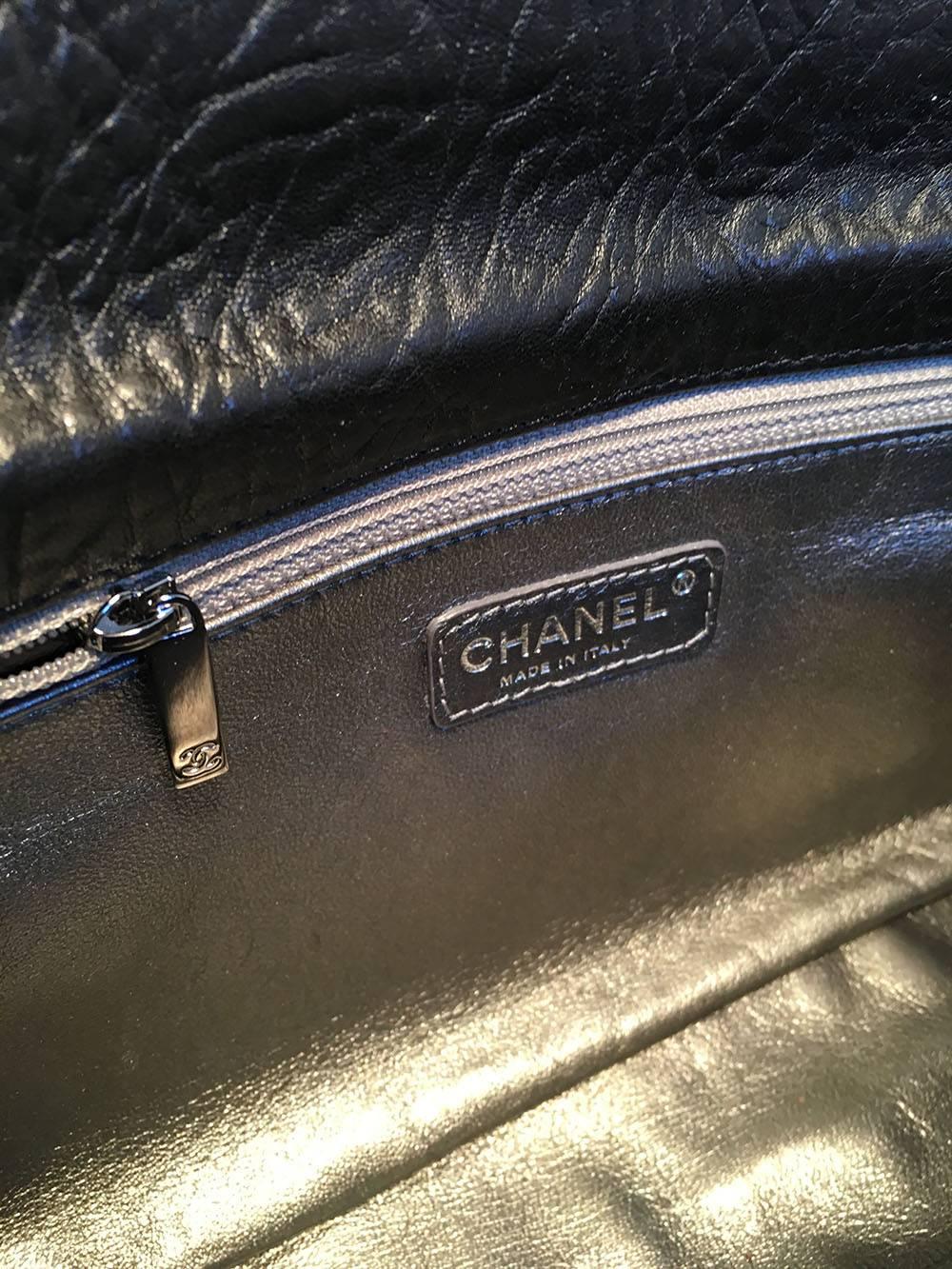 Chanel Black Textured Quilted Calfskin Classic Flap Shoulder Bag 3