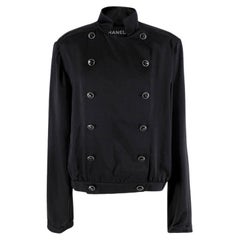 Chanel Schwarze doppelreihige Bomberjacke aus Seide