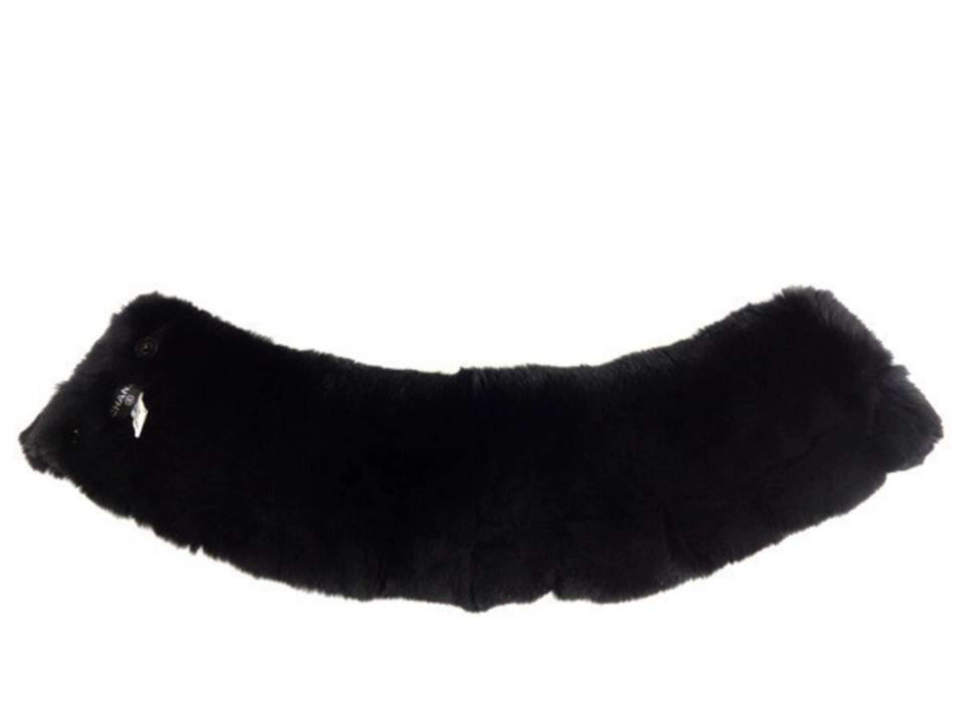 Chanel Black Double Cc Charm Pearl Rabbit Fur Scarf 231526 For Sale 6