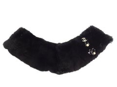 Chanel Black Double Cc Charm Pearl Rabbit Fur Scarf 231526