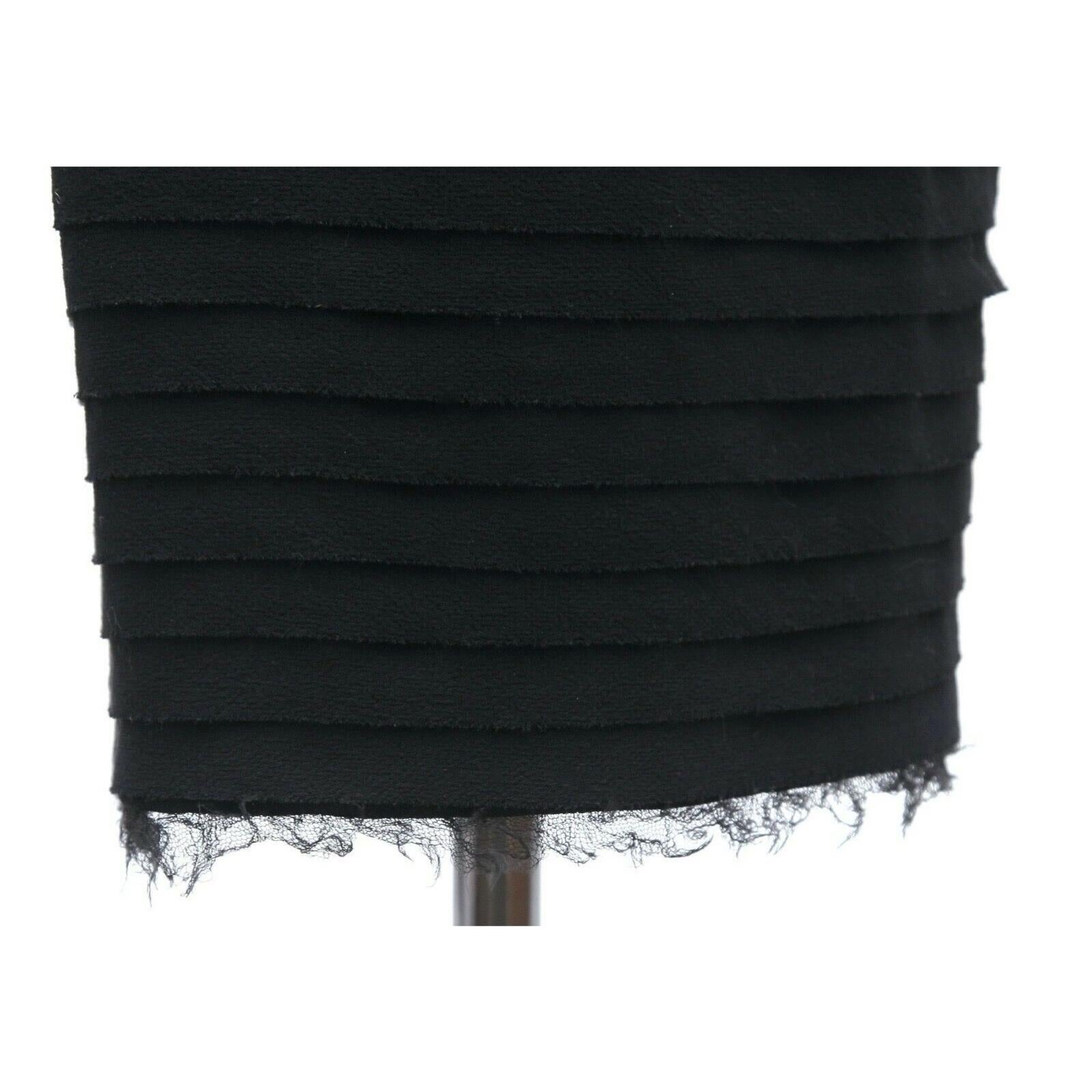 CHANEL Dress Cap Sleeve Black Cocktail Evening Tiered Bow Sheath Wool Sz 38 In Good Condition For Sale In Hollywood, FL