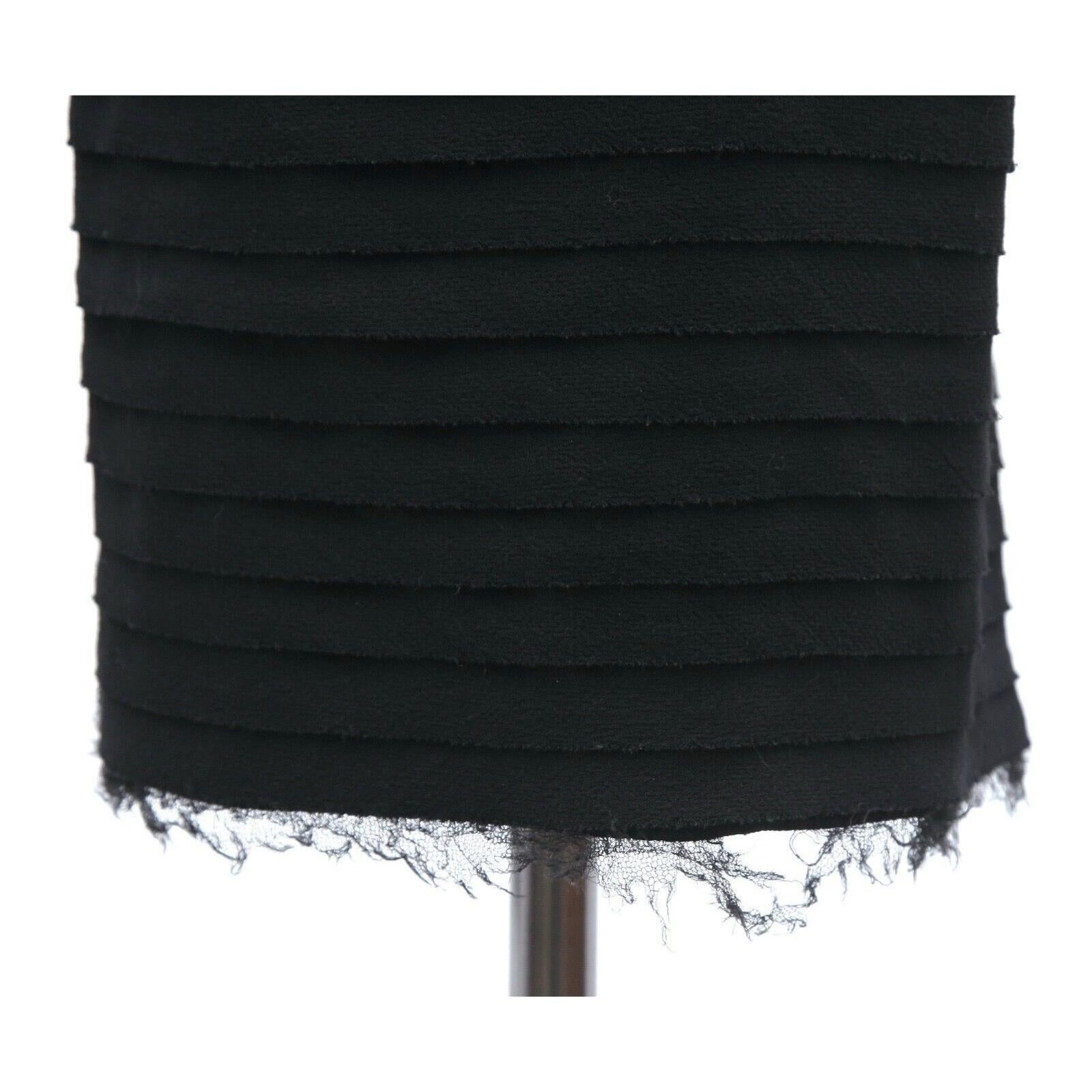 Women's CHANEL Dress Cap Sleeve Black Cocktail Evening Tiered Bow Sheath Wool Sz 38 For Sale
