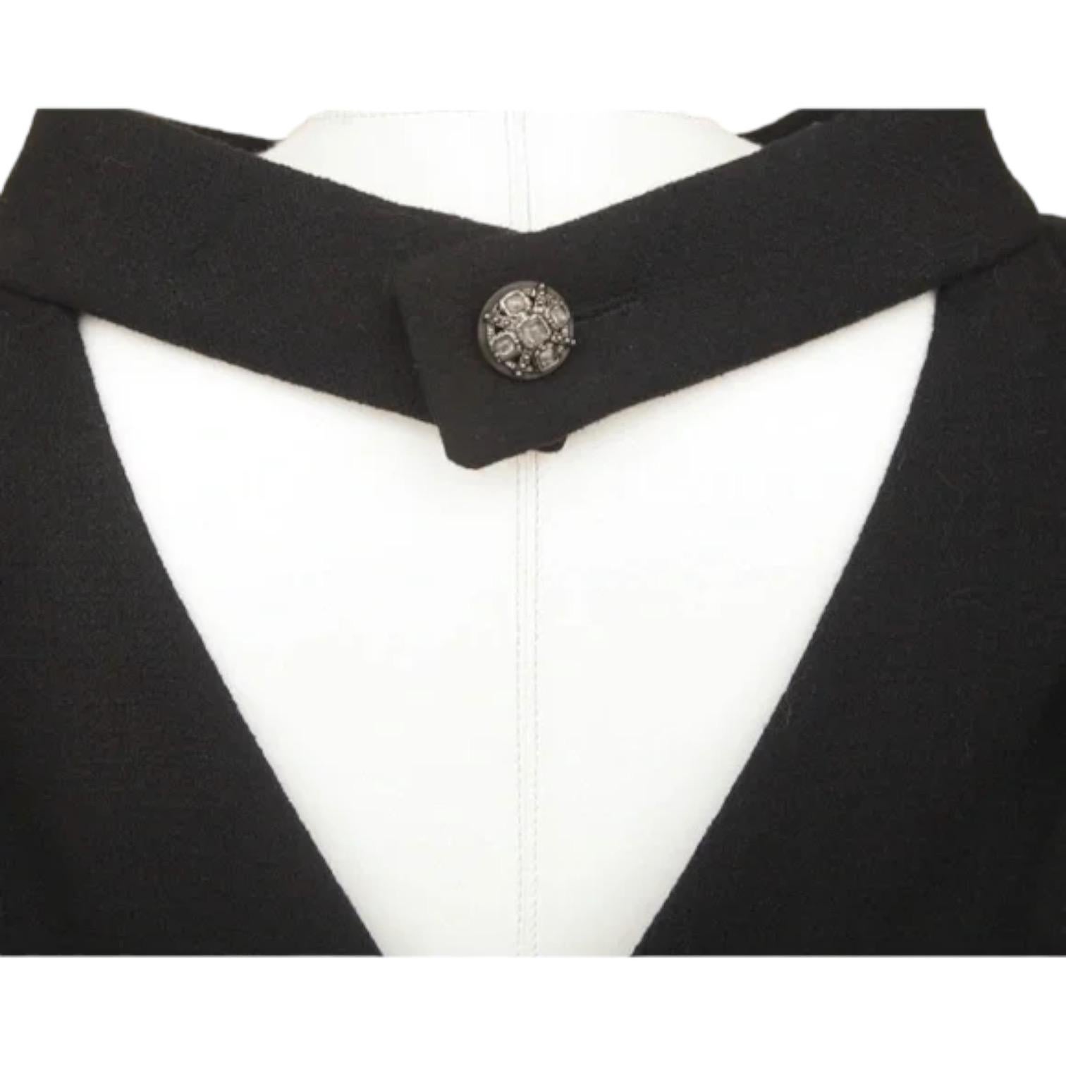CHANEL Black Dress Sleeveless Shift Cowl Neck Cutout Wool Sz 40 Fall 2012 1