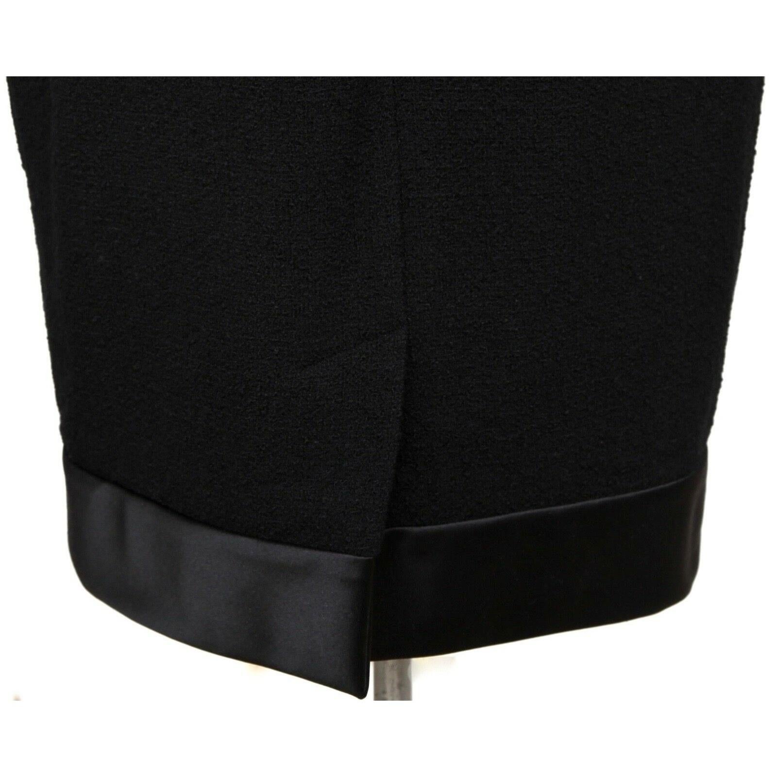 CHANEL Dress Wool Blend Black Satin Shift Cap Sleeve Gripoix Sz 38 2015 For Sale 5