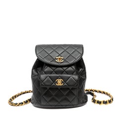 Chanel Black Duma Backpack Matelasse Medium Quilted Lambskin leather