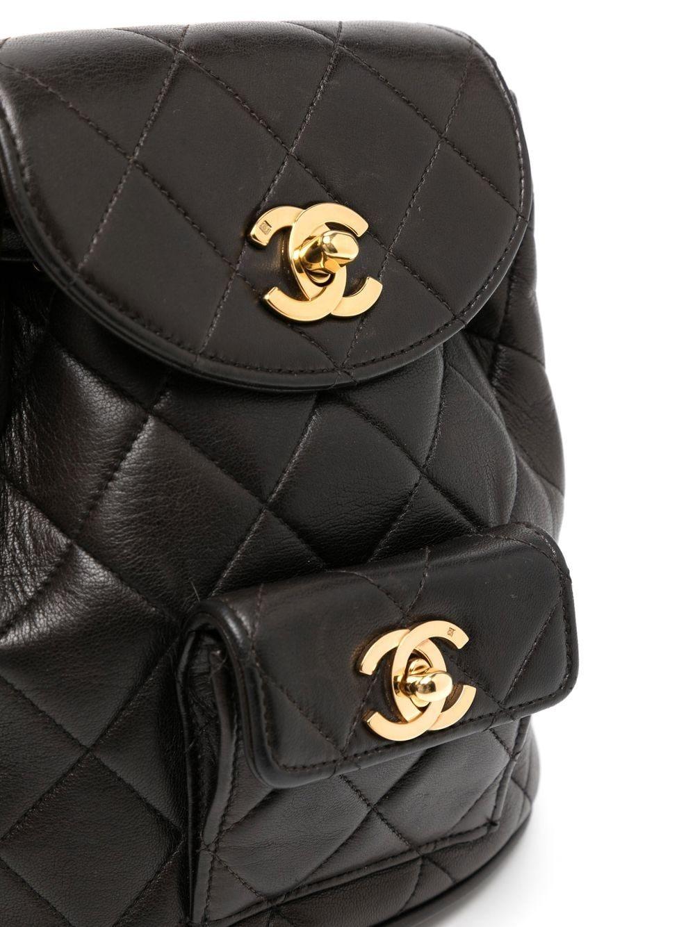 Chanel Black Duma Leather Quilted Micro Mini Rucksack Backpack For Sale 2