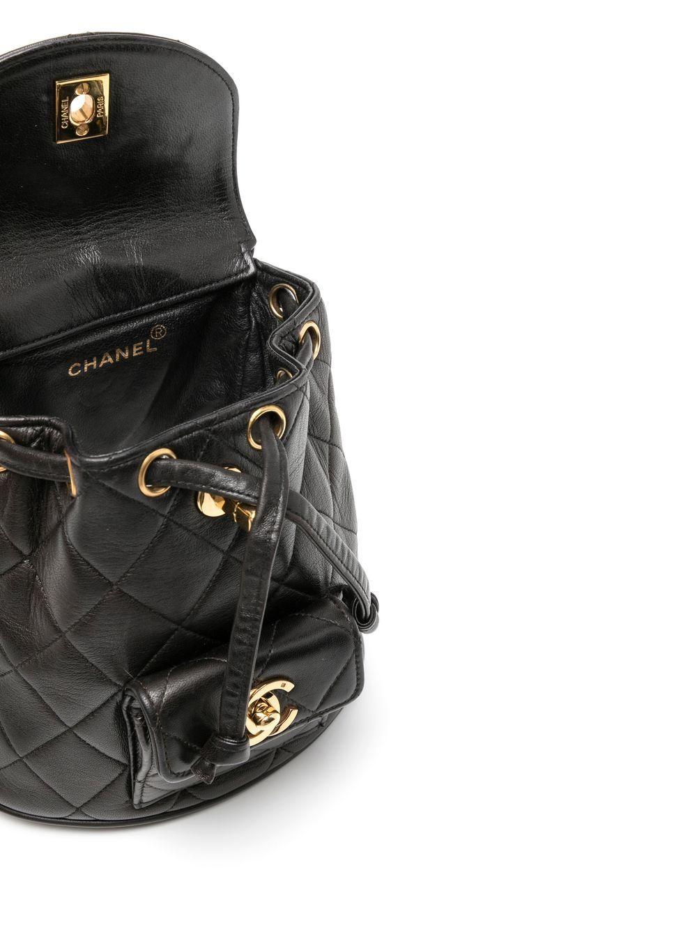 Chanel Black Duma Leather Quilted Micro Mini Rucksack Backpack For Sale 5