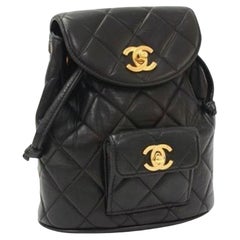 Mochila Chanel Duma Negra Piel Acolchada Micro Mini Mochila