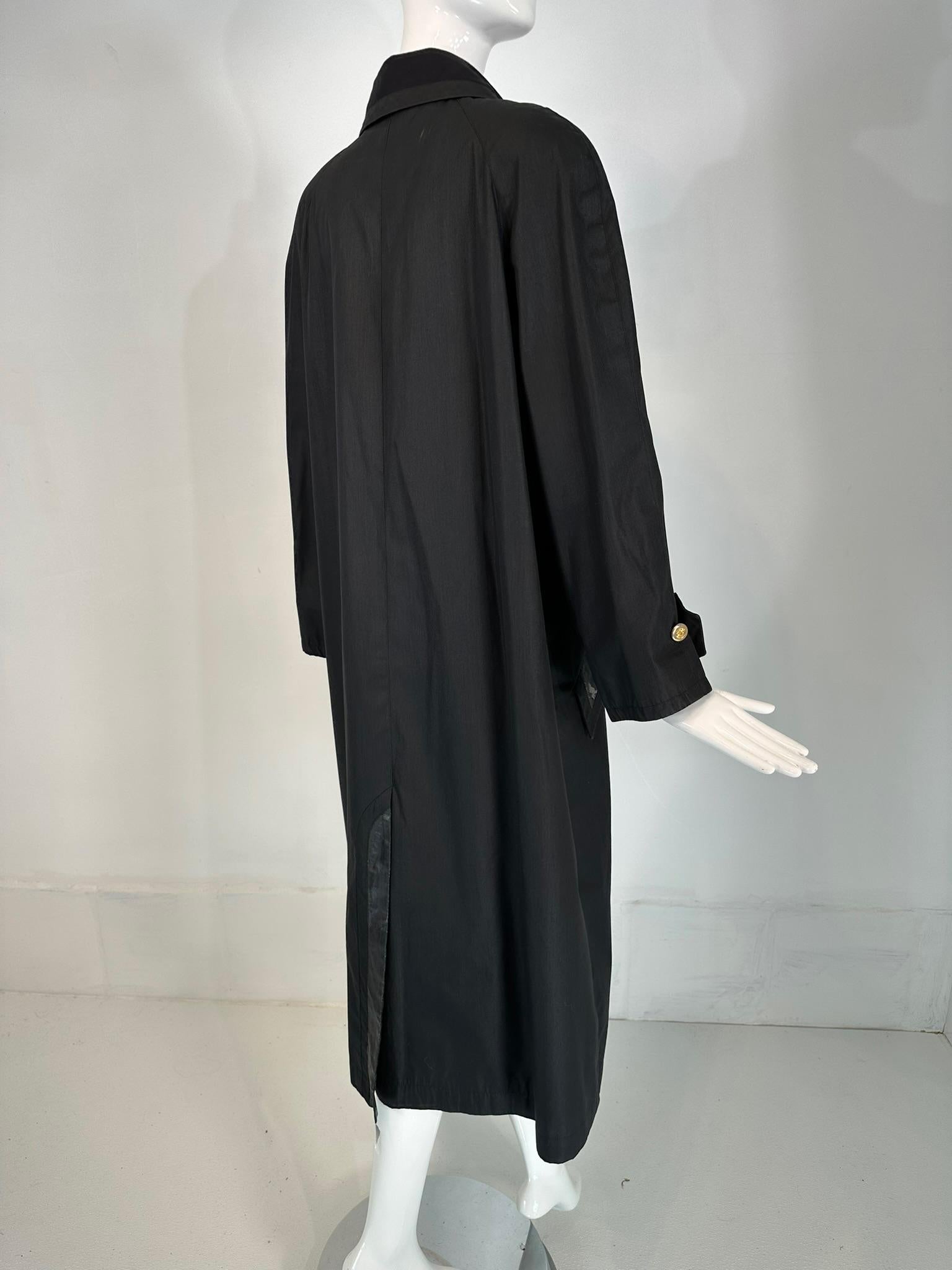 Chanel Black  Duster Style Distressed Vintage Raincoat 1980s 40 1