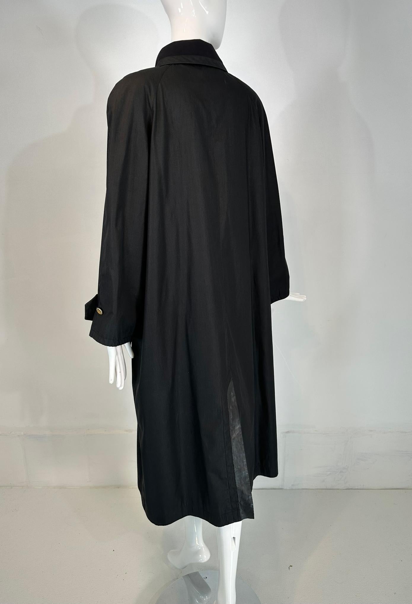 Chanel Black  Duster Style Distressed Vintage Raincoat 1980s 40 4