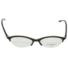 Chanel Black Early 2000s Half Frame Eyeglasses