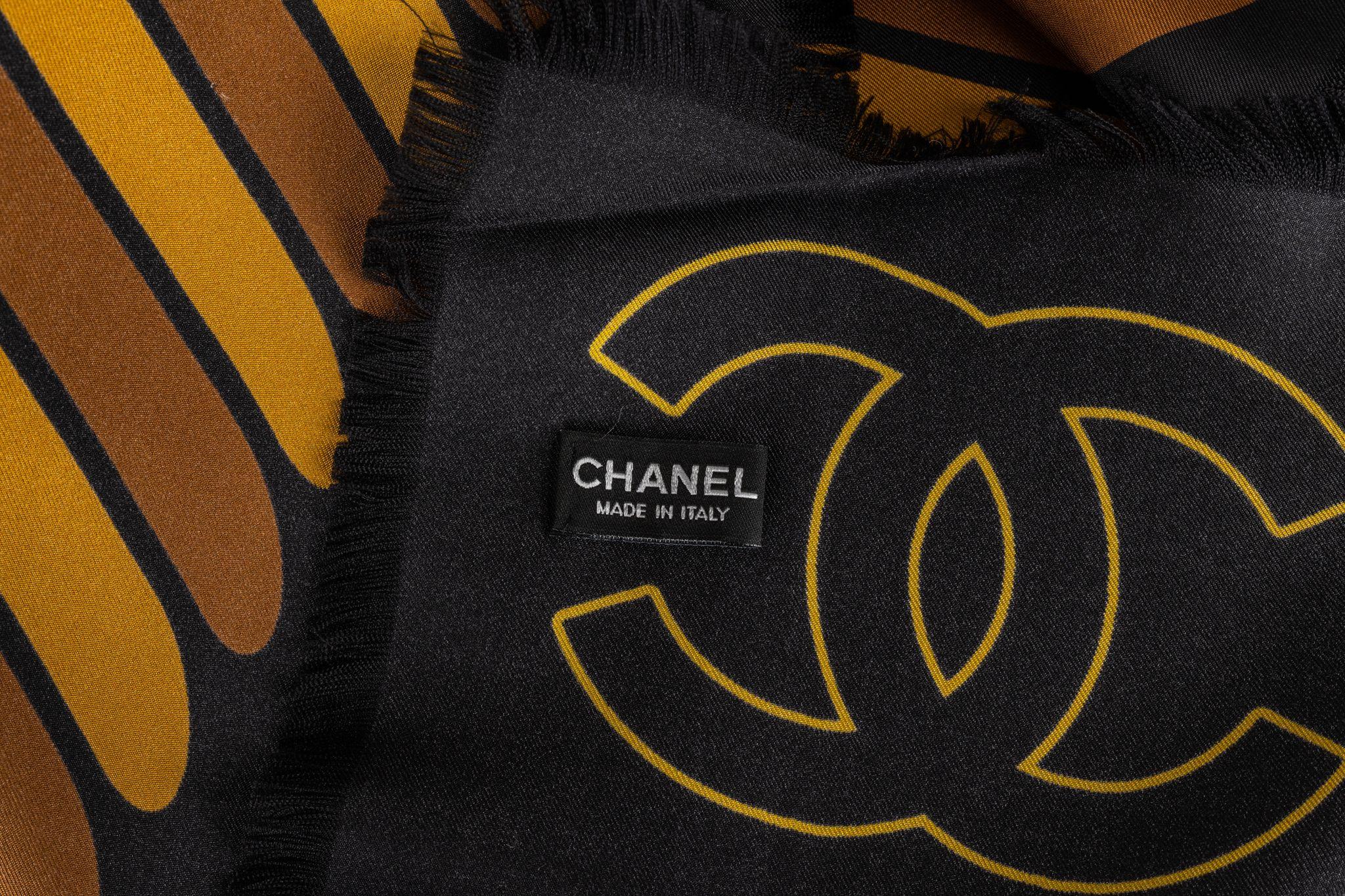 Chanel Black Egyptian Silk Shawl New 3
