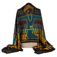 Chanel Black Egyptian Silk Shawl New