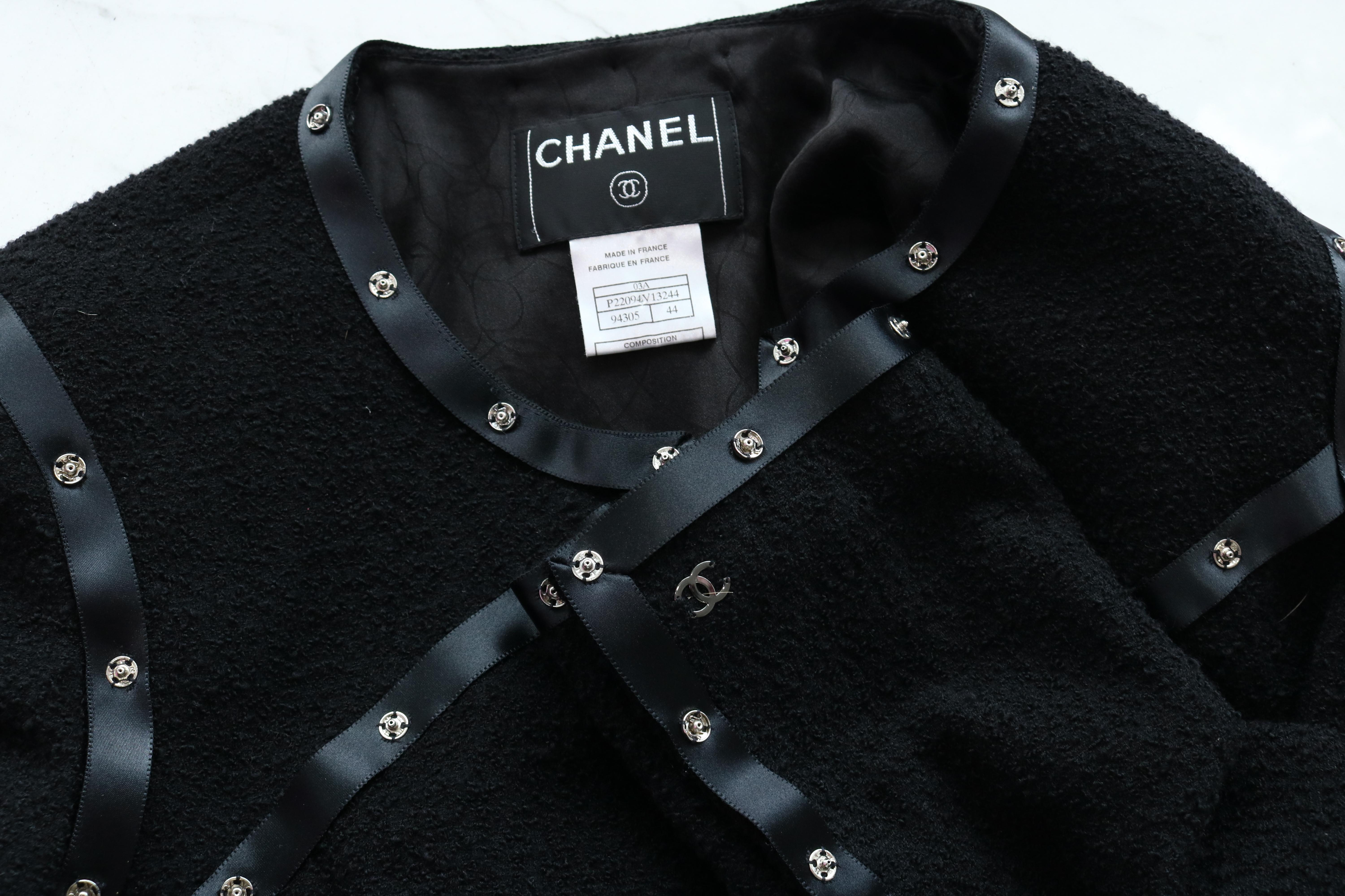 Women's or Men's Chanel Black Embellished Jacket  with silver grommets Size M FALL 2003