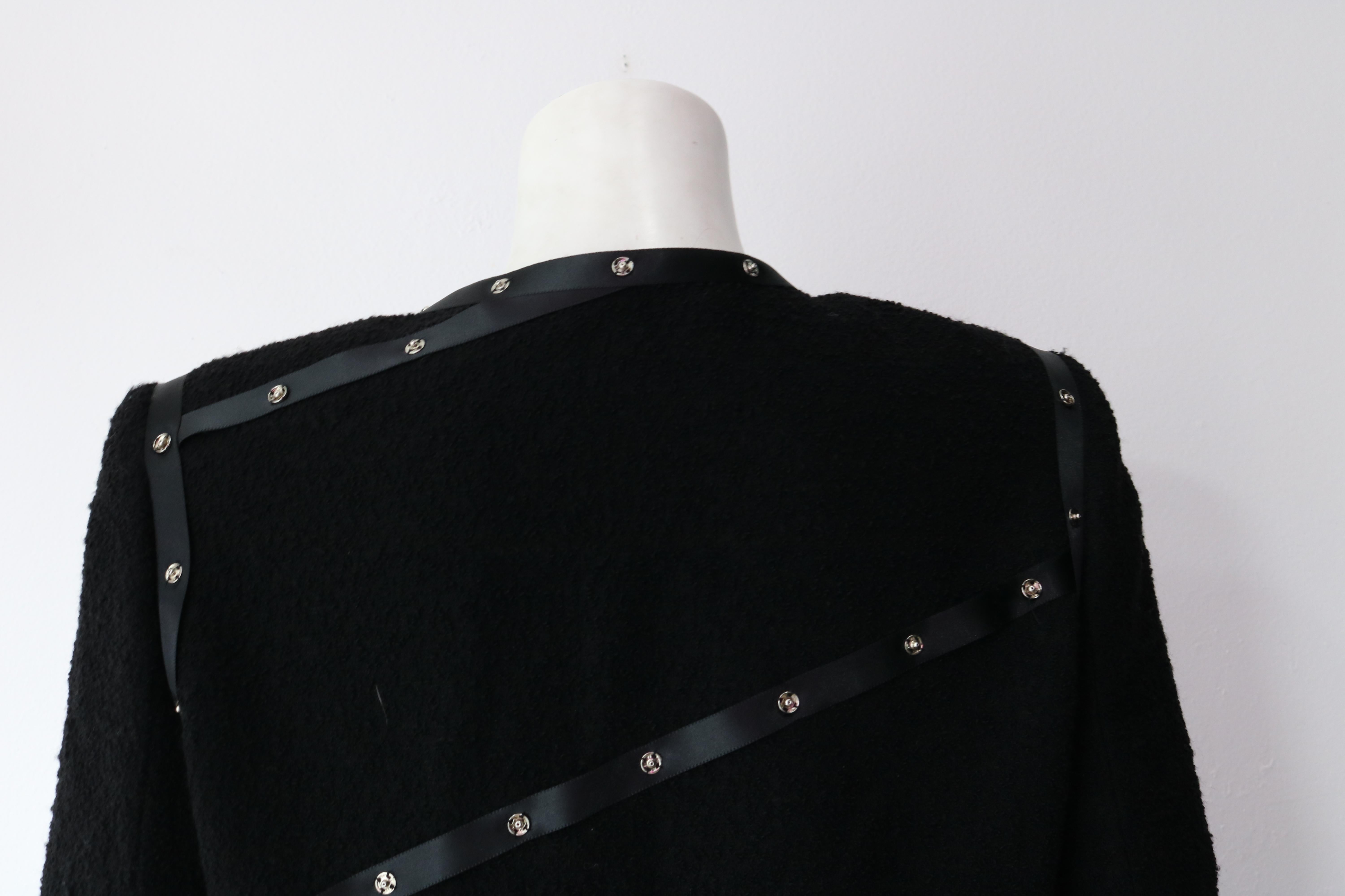 Chanel Black Embellished Jacket  with silver grommets Size M FALL 2003 6