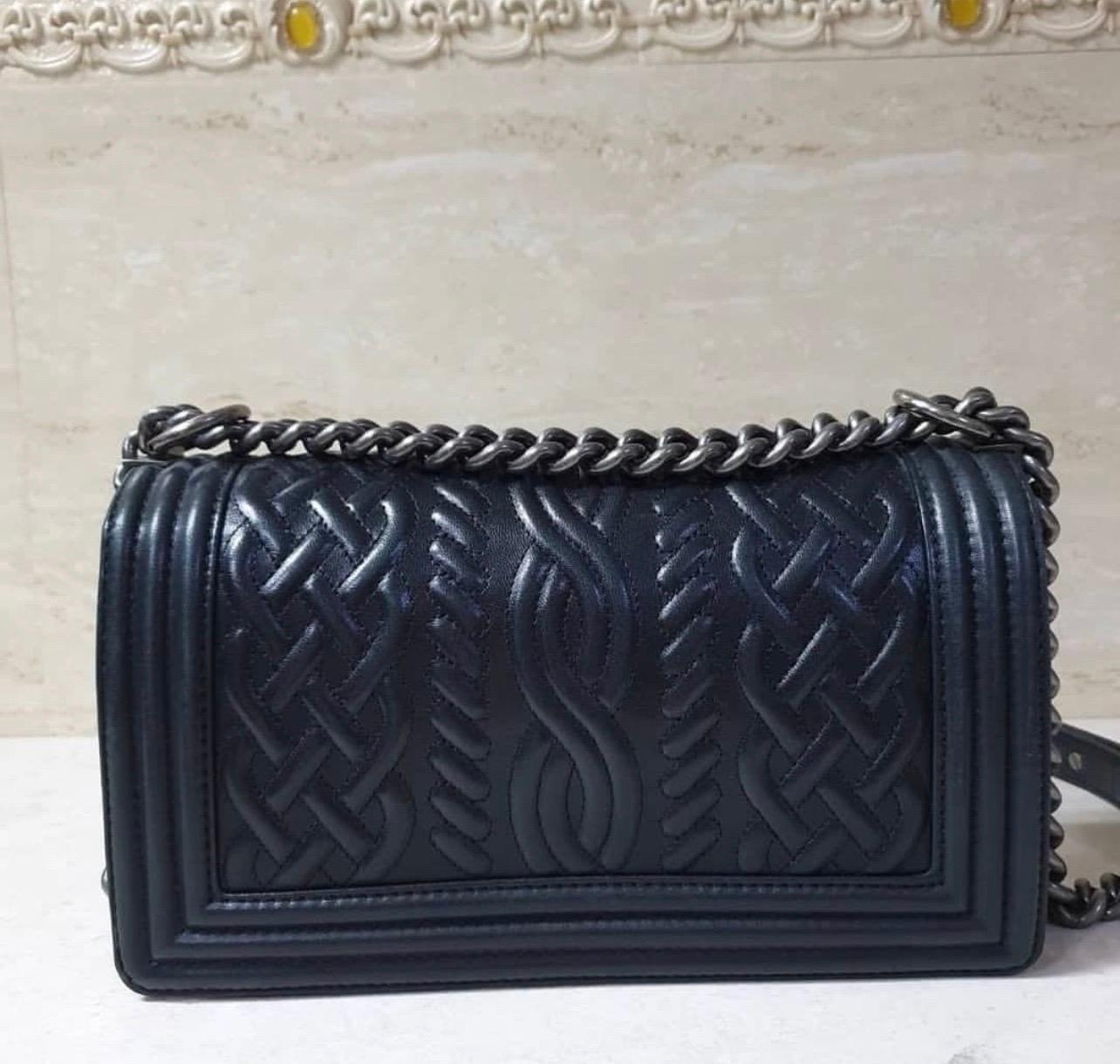 Chanel Black Embossed Lambskin Celtic Medium Boy Bag 1