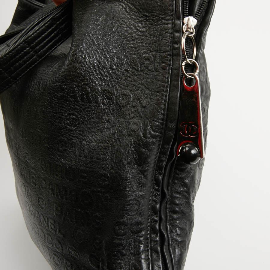 CHANEL Black Embossed Leather Tote Bag 5