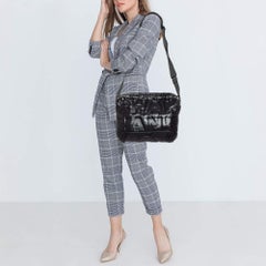 Chanel Black Embossed Nylon Doudoune Crossbody Bag