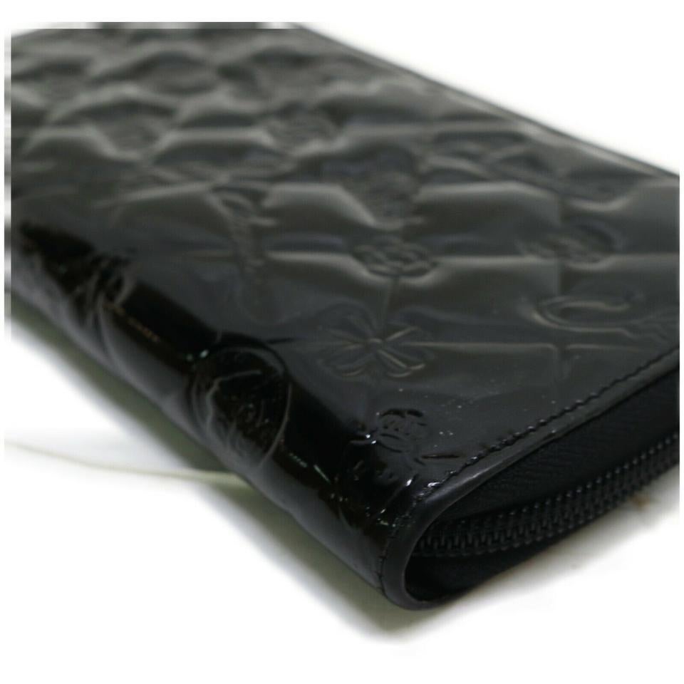 Chanel Black Embossed Patent Charm Zippy Wallet Long Zip Around 862355 5