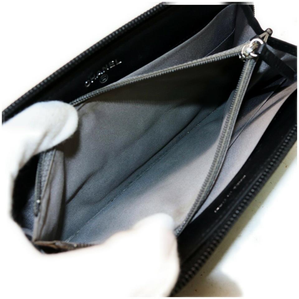 Chanel Black Embossed Patent Charm Zippy Wallet Long Zip Around 862355 2