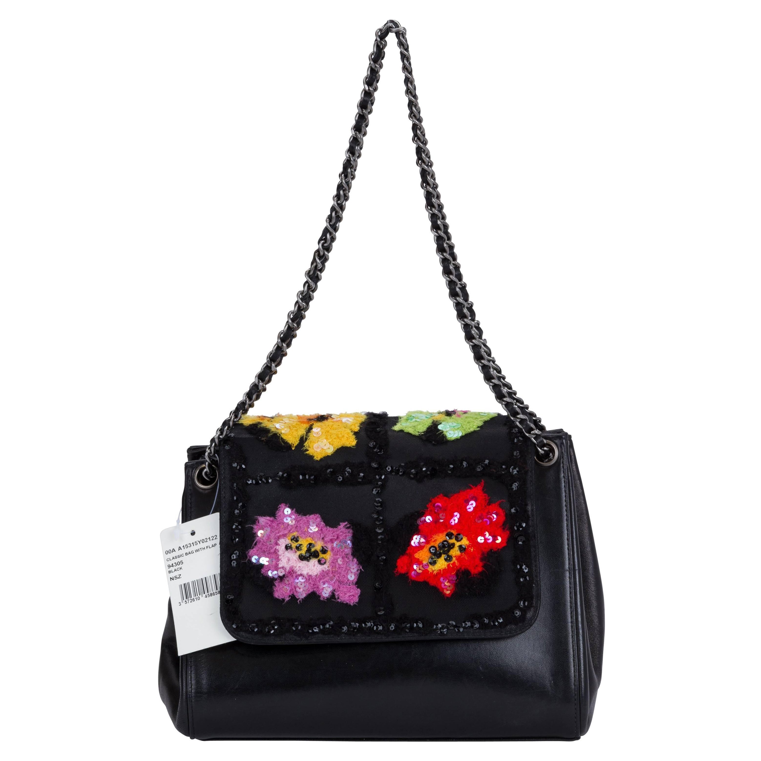 Chanel Black Embroidered Evening Bag