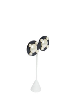 Chanel Black Enamel and Pearls Earrings